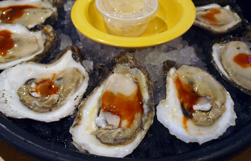 Raw oysters.